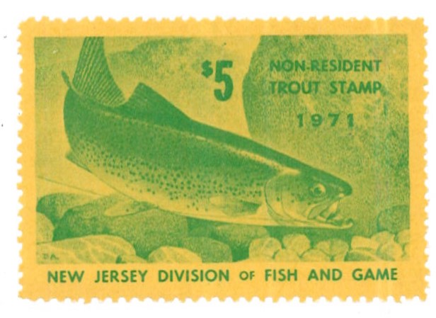 (image for) 1971 New Jersey Non- Resident Trout Stamp MNH CV